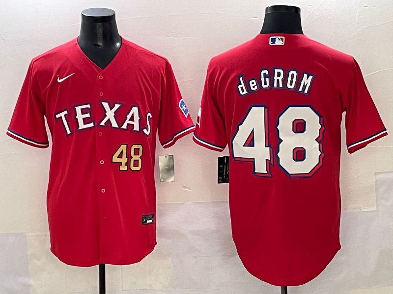 Men 2025 Texas Rangers #48 Degrom Red Game Nike MLB Jersey style 7->women mlb jersey->Women Jersey